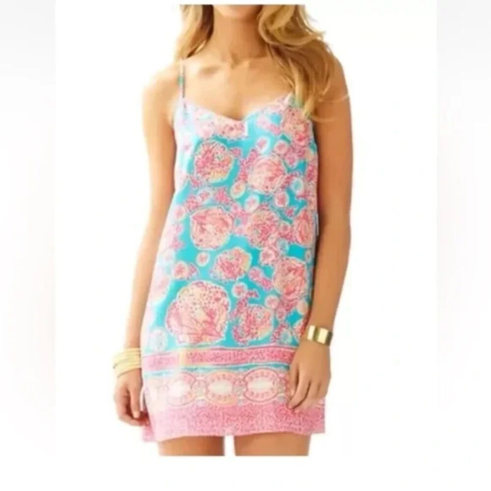 Lilly Pulitzer | Dusk Silk Coral Cove Mini Dress Pink/blue | Small